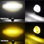 2pcs Mini Driving Fog Light 20W Dual Color White Yellow LED Auxiliary Lights for Car Motorcycle