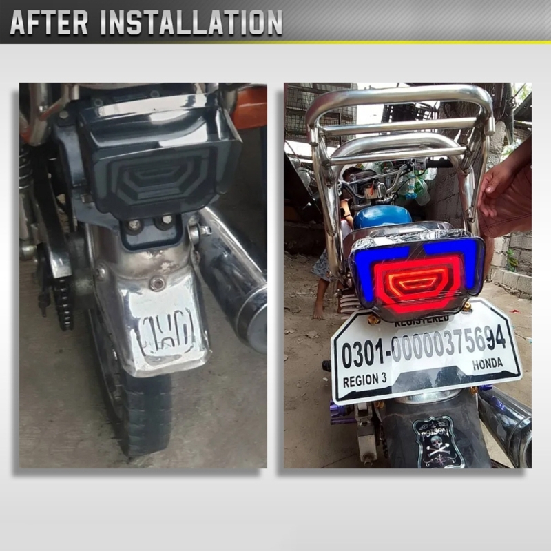LED Fancy Tail Light for 70cc & 125cc Bikes with DRL, Dynamic Scanning Indicators & Stop Light