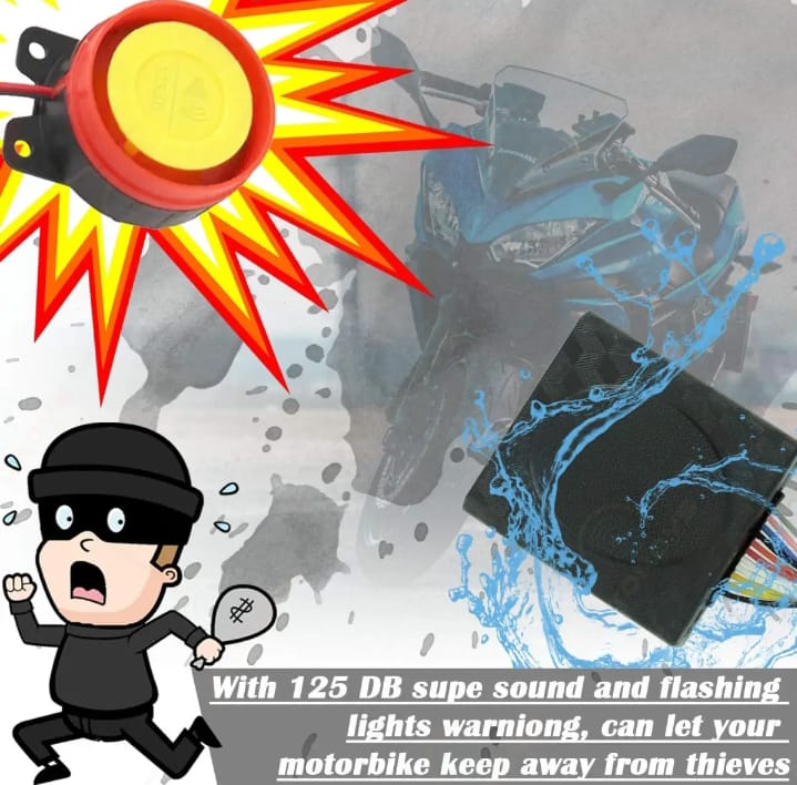 HJG Motorcycle Remote Security Lock Anti Theft Alarm System with Self Start Function for 70CC, CG125 & All Bikes