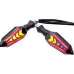 4PCS Bike Lava DRL Slide Arrow Indicators Red & Yellow Running Style for Universal Bikes