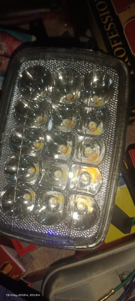 5 Function 15 LED Motorcycle Headlight & Fog Light | Super Bright White, Yellow & Green Light for CD70, CG125 & 70cc/125cc Bikes