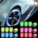 Pack of 2 Glow in the Dark Tire Valve Caps | Fluorescent Universal Air Valve Stem Covers for Cars, Bikes, Motorcycles & SUVs (Random Colors) - Image 2