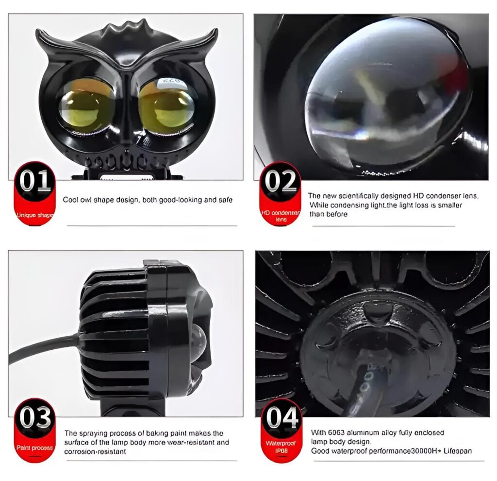 OWL Shape Fog Flash Light Low & High Beam Plastic Body Spot Light for Cars & Bikes in Pakistan
