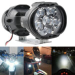 2PCS Motorcycle LED Headlights with Switch Super Bright 6 LED Fog Lights 1600LM - Image 2