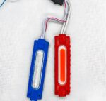 Pack of 2 Pair Waterproof Red & Blue LED Flasher Lights 12V for Bikes and Cars - Image 2
