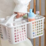 Plastic Bathroom & Kitchen Storage Basket with Compartments | Portable Shower Caddy Organizer with Handle