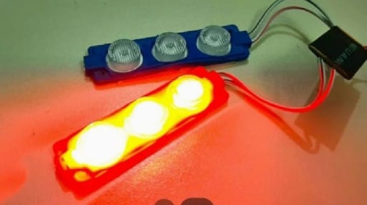 Universal Red & Blue LED Flasher Light 12V for Cars & Motorcycles | Easy Installation Decorative Warning Light