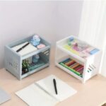Desktop Double‑Layer Plastic Storage Holder Rack Cosmetic Box Kitchen Bathroom Desk Shelf Organizer Office Supplies Stationery (Random Color) - Image 4