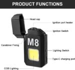 DH-001 COB LED Flashlight with Dual Arc Flameless Lighter – Type-C Rechargeable Mini Work Light - Image 2