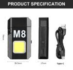 DH-001 COB LED Flashlight with Dual Arc Flameless Lighter – Type-C Rechargeable Mini Work Light