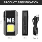 DH-001 COB LED Flashlight with Dual Arc Flameless Lighter – Type-C Rechargeable Mini Work Light