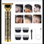 Metal Body Vintage T9 Trimmer and Hair Clipper Cutting Machine For Men Dragon Design Golden Color Trimmer