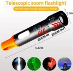 Rechargeable Tactical Flashlight High Lumens – Zoomable LED Torch with COB Sidelight & Color Lenses for Camping & Emergencies - Image 5