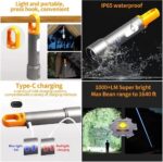 Rechargeable Tactical Flashlight High Lumens – Zoomable LED Torch with COB Sidelight & Color Lenses for Camping & Emergencies - Image 3