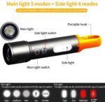 Rechargeable Tactical Flashlight High Lumens – Zoomable LED Torch with COB Sidelight & Color Lenses for Camping & Emergencies - Image 4