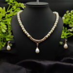 Imported Elegant Gold Plated Pearl Necklace with Teardrop Pendant | Premium Artificial Jewelry for Girls & Women