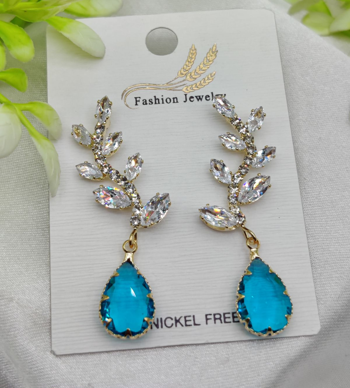 Imported Crystal Vine Drop Earrings for Girls & Women, Blue Teardrop Gemstone Rhinestone Earrings, Elegant Fashion Jewellery Imported Crystal Vine Drop Earrings for Girls & Women, Blue Teardrop Gemstone Rhinestone Earrings, Elegant Fashion Jewellery
