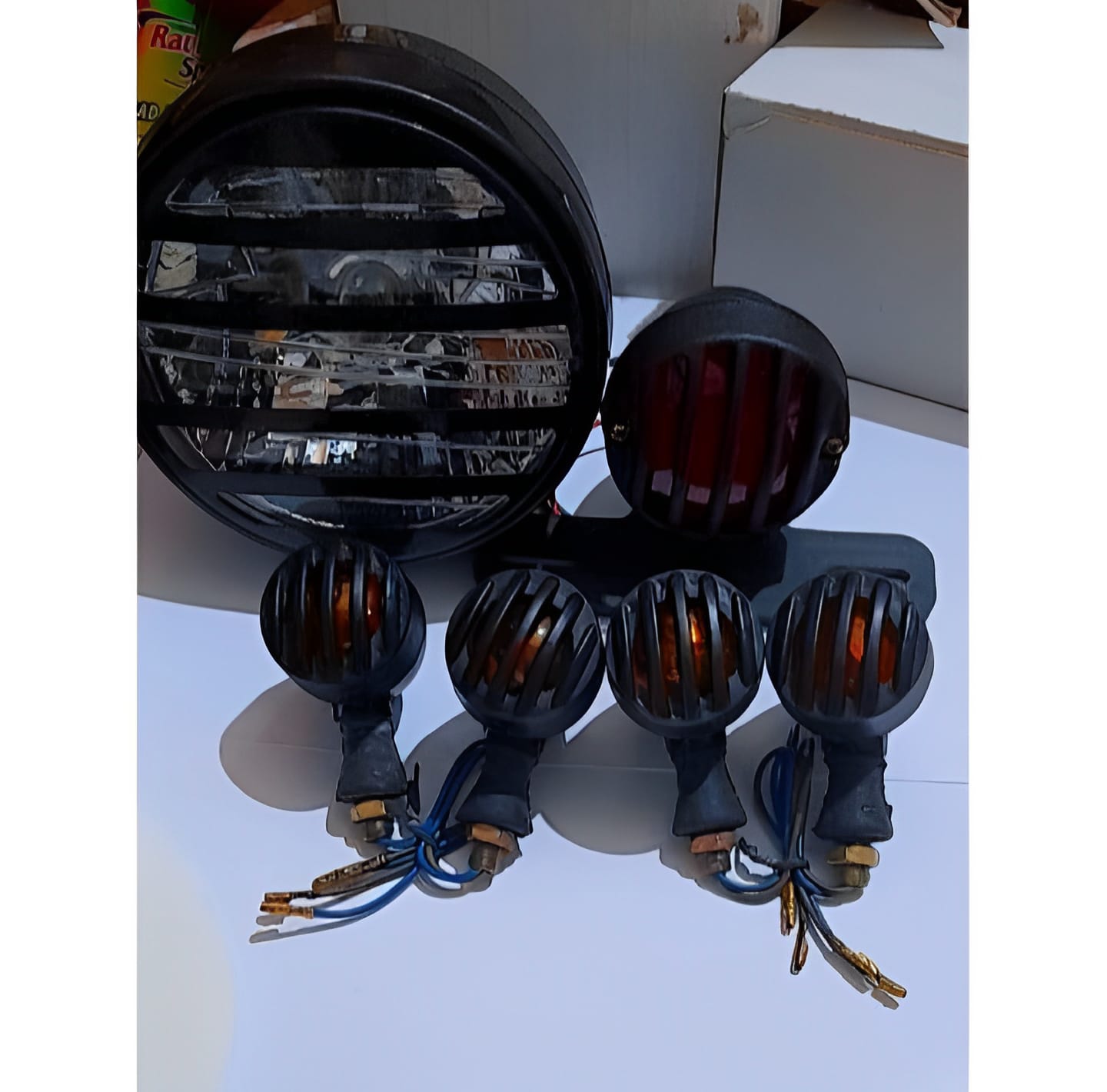 Pack of 3 Cafe Racer Motorcycle Light Kit for CG 125 & CD 70 | Vintage Headlight, Tail Light & 4 Grill Indicators Universal Fit Pack of 3 Cafe Racer Motorcycle Light Kit for CG 125 & CD 70 | Vintage Headlight, Tail Light & 4 Grill Indicators Universal Fit