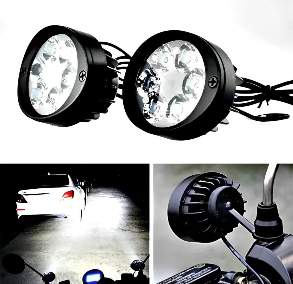 2 Pcs 6 LED Motorcycle Headlight Assist Lamp with Switch – Universal Auxiliary Driving Lights for CD70, CG125 & All Bikes