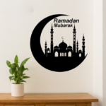 Ramzan Mubarak Islamic Calligraphy 3D Wooden Wall Decorative Gift – Stylish Design for Office, Living Room & Home Decor