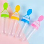 Silicone Baby Spoon Squeeze Feeding Bottle | BPA Free Baby Food Dispenser Feeder with Soft Spoon (Random Color)