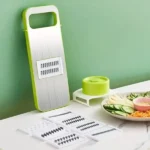 5-in-1 Multi-Functional Vegetable Slicer & Grater, Adjustable Mandoline Cutter with Interchangeable Stainless Steel Blades - Image 2
