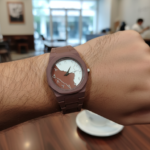 Brown and White Aura Watch Stylish Design Durable Comfortable Strap Wrist Watch for Men Women in Pakistan - Image 2