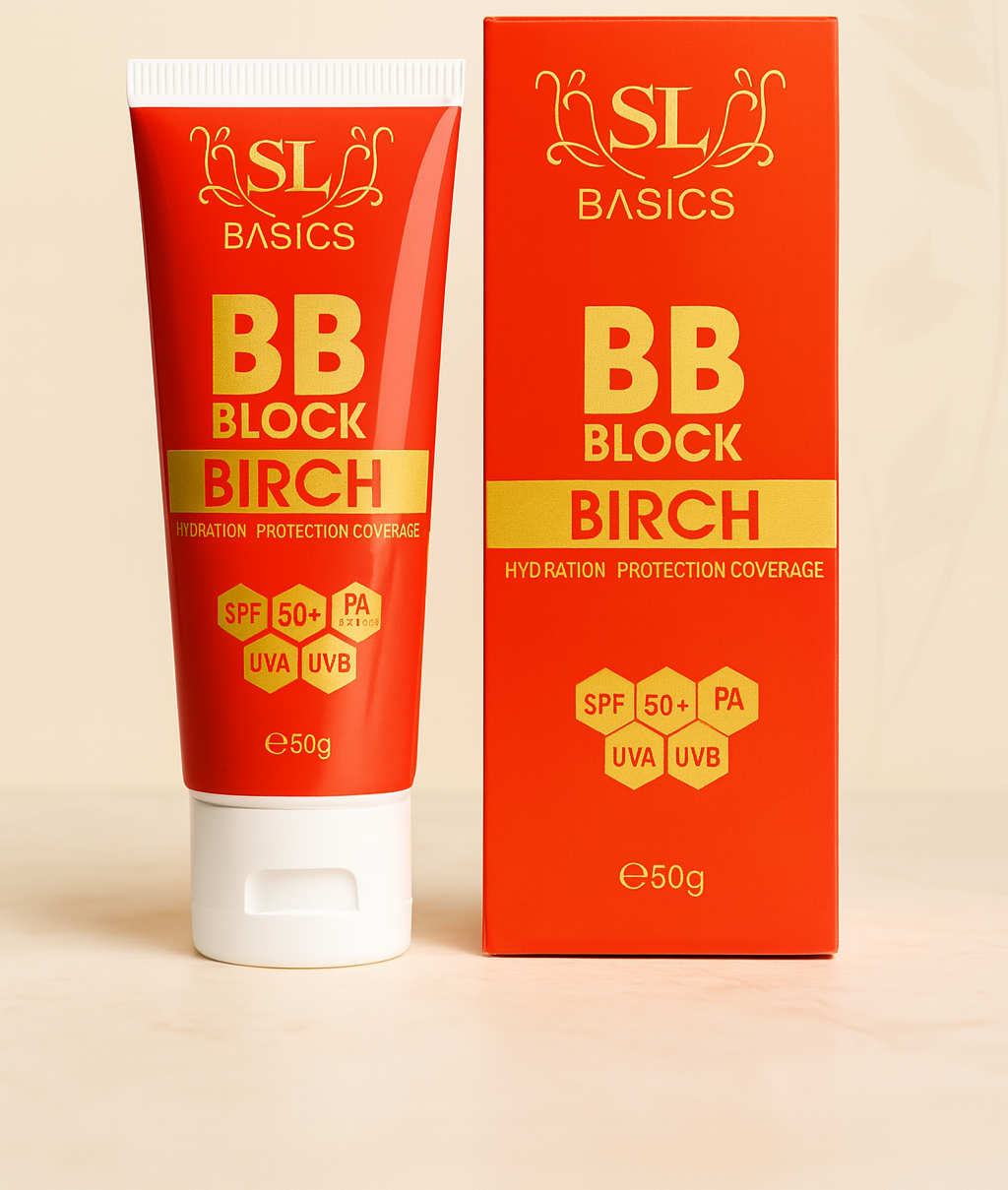 SL Basics BB Block SPF 50+ Tinted Sunscreen 50ml | Hydrating BB Cream with Vitamin E & Lotus Extract SL Basics BB Block SPF 50+ Tinted Sunscreen 50ml | Hydrating BB Cream with Vitamin E & Lotus Extract