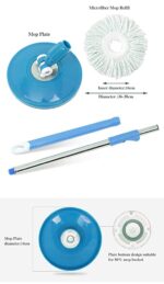360° Rotating Spin Mop Replacement Parts | Original Mop Head & Handle for Home, Kitchen & Bathroom Cleaning (Random Color)