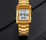 Skmei Men Digital Square Watch Stainless Steel Chain Quartz Digital Watch - Image 4