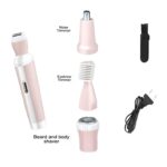 Kemei KM-3024 4-in-1 Rechargeable Ladies Hair Remover & Epilator | Shaver, Nose Trimmer, Eyebrow & Body Grooming Kit (Random Color) - Image 4