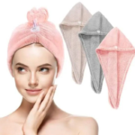Microfiber Hair Drying Towel Cap | Quick Dry Soft Absorbent Turban Wrap for Women Anti-Frizz Hair Wrap (Random Color)