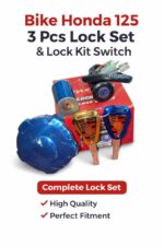 Motorcycle 3 Piece Lock Set with Ignition Switch | Complete Security Lock Kit for 70cc & 125cc Bikes