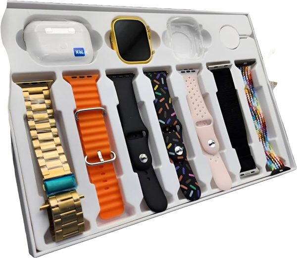 i20 Ultra MAX Smart Watch 10-in-1 Combo | 2.3" Big Display, AirPods Pro, 7 Straps & Wireless Charging (Random Color)
