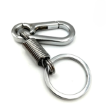 Metallic Spring Hook Keychain | Flexible Elastic Key Holder with Matt Chrome Finish for Bikes, Cars, Bags & Keys (1 Piece)