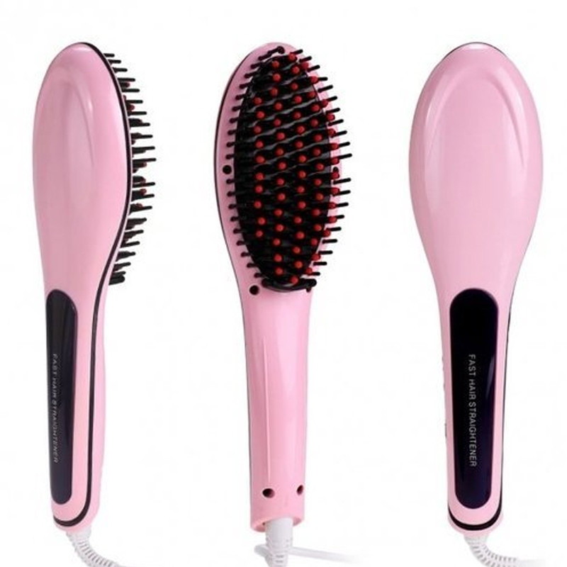 Fast HQT‑906 Hair Straightener, Tourmaline Ceramic Straightening Comb Brush with Head Massage & 360° Swivel Cord