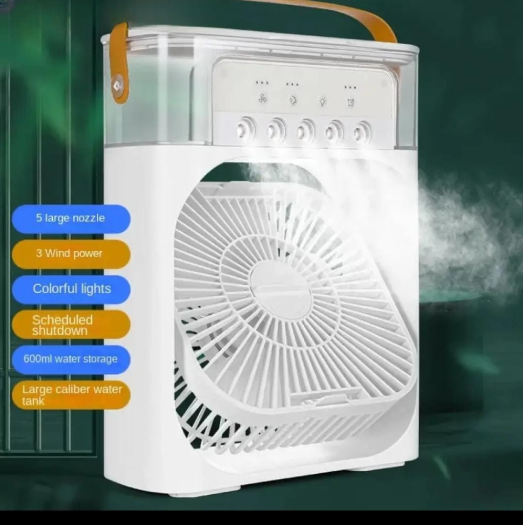 Portable Air Conditioner Fan USB Electric Fan with LED Night Light & Water Mist Humidifier | Mini Air Cooler 10 Inch