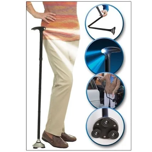 Trusty Cane Folding Walking Stick With Built‑In Lights, Adjustable Self‑Standing LED Walking Cane